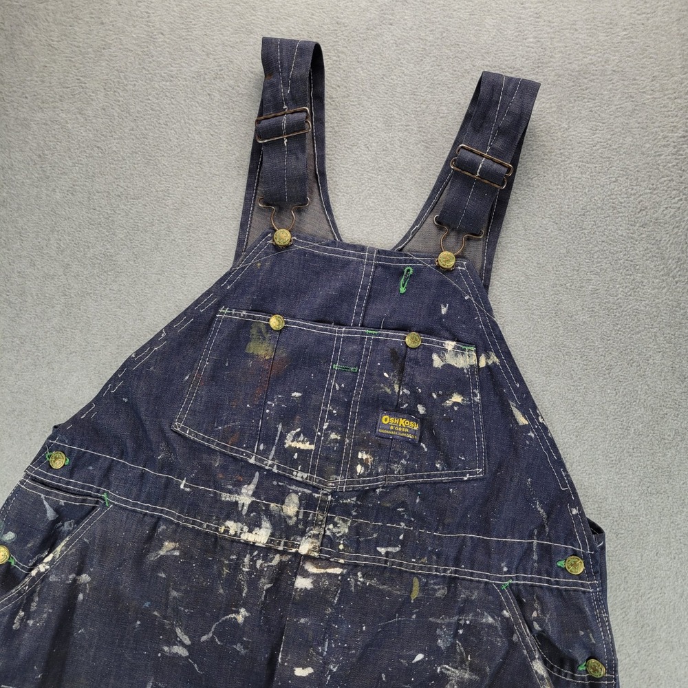 VTG OshKosh BGosh Vestbak Overalls Mens‎ 44 Blue Denim Painter Distressed Union